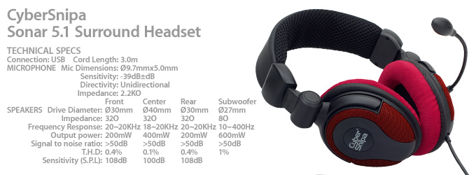 Cyber Snipa Sonar 5.1 Surround Headset