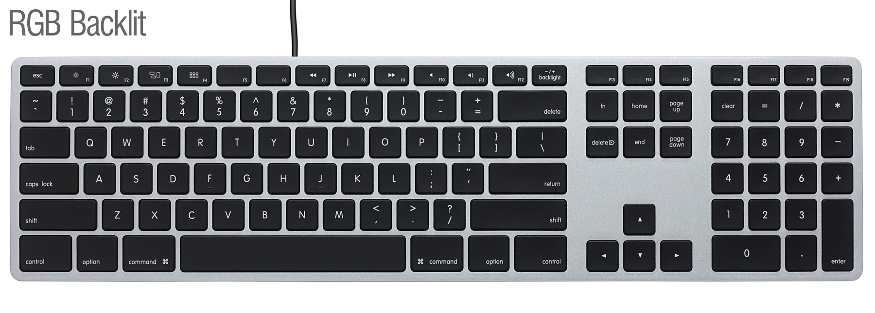 【通販限定】Matias RGB Backlit Wired Aluminum keyboard for Mac - Space Gray 英語配列