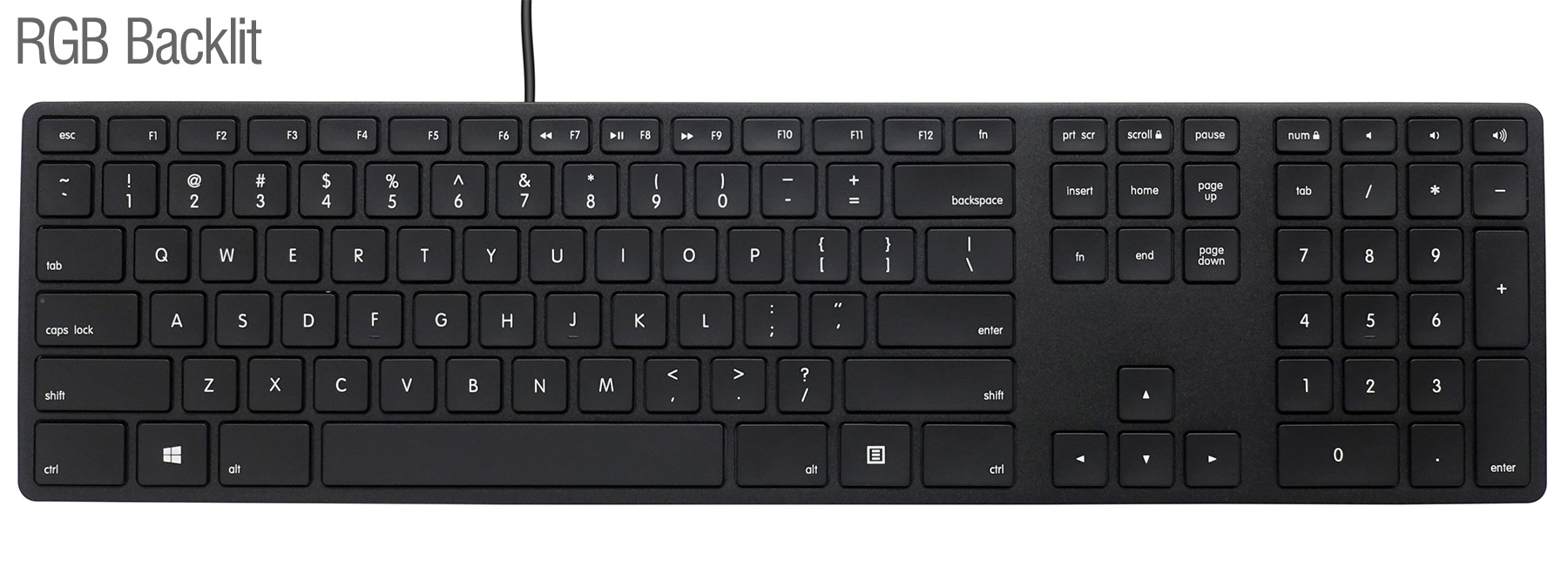 【通販限定】Matias RGB Backlit Wired Aluminum keyboard for PC - Black Aluminum 英語配列