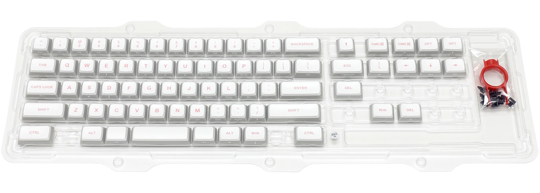 Majestouch MINILA-R Convertible専用63キー英語配列・2色成形3色キーキャップ「Patch Keycap」・白