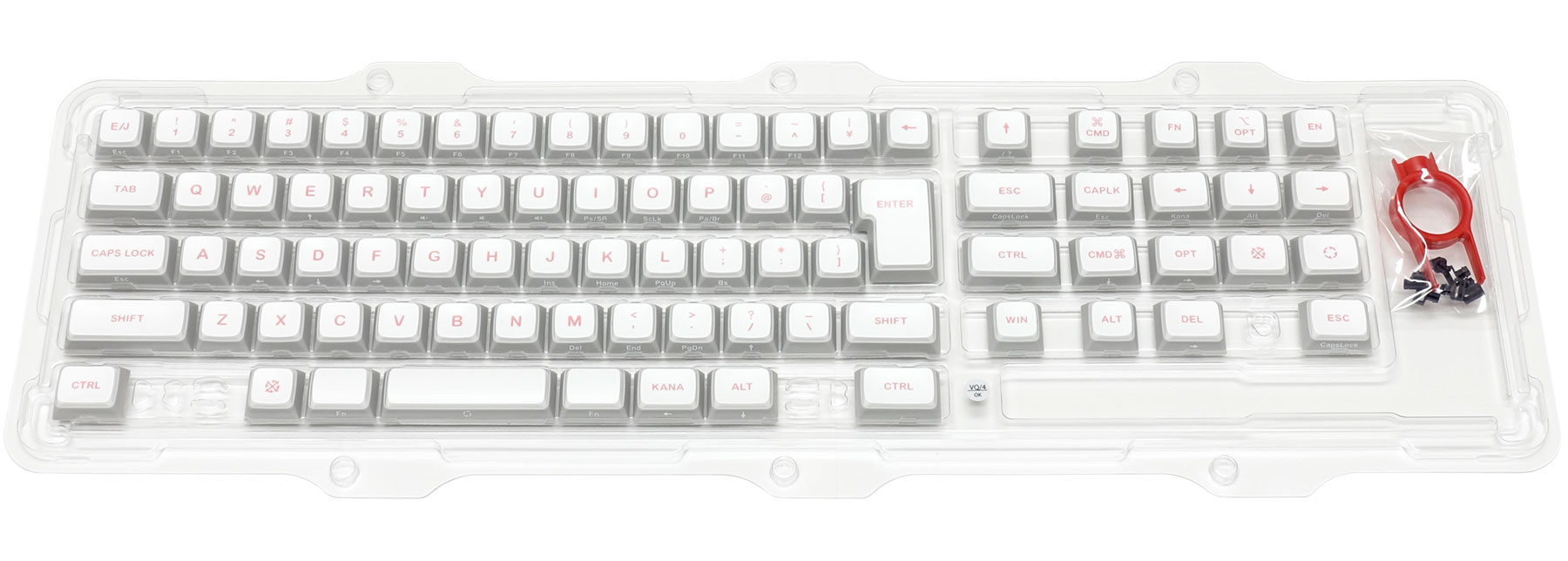 Majestouch MINILA-R Convertible専用66キー日本語配列・2色成形3色キーキャップ「Patch Keycap」・白