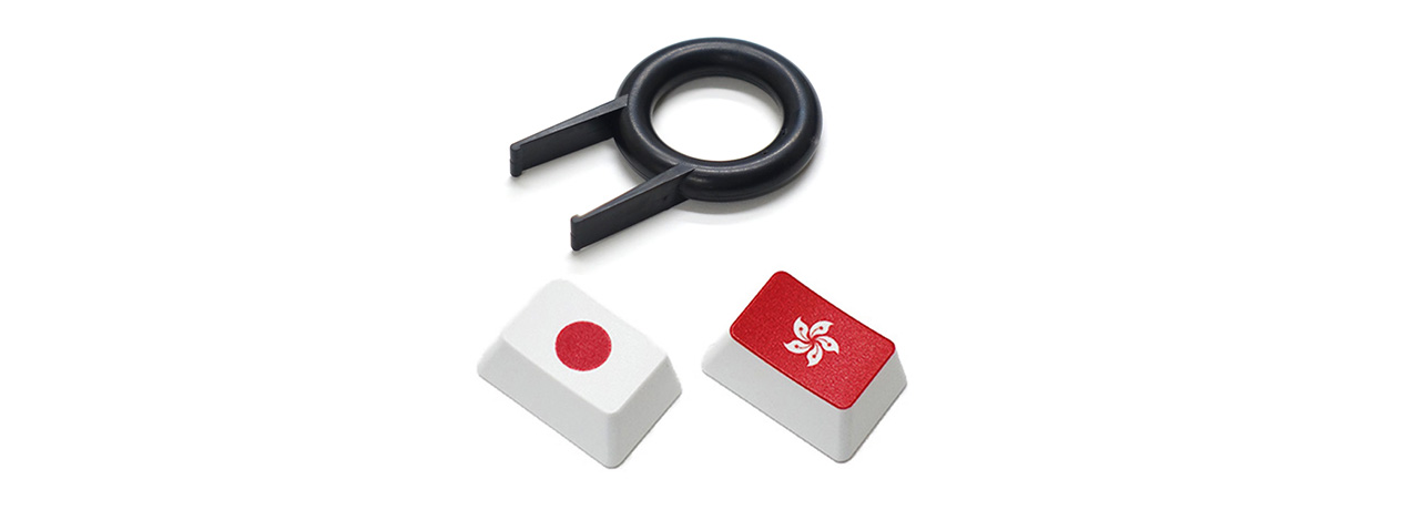 【直販限定】Majestouch用　フラッグキーキャップ2個+簡易キー引き抜き工具セット　『日本+香港+簡易キー引き抜き工具』
