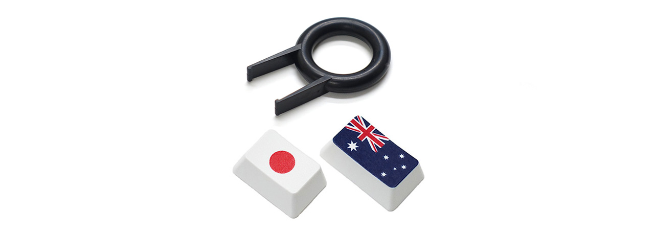 【直販限定】Majestouch用　フラッグキーキャップ2個+簡易キー引き抜き工具セット　『日本+オーストラリア+簡易キー引き抜き工具』