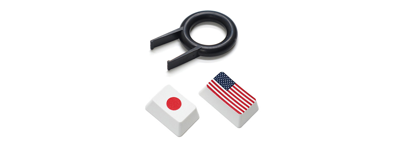 【直販限定】Majestouch用　フラッグキーキャップ2個+簡易キー引き抜き工具セット　『日本+アメリカ+簡易キー引き抜き工具』