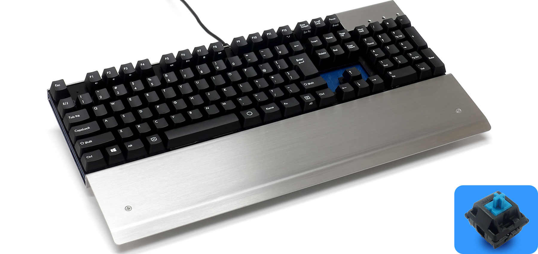 Majestouch Metal SUS NKD 青軸・フルサイズ・日本語かななし・PBT2色成型キーキャップ 黒