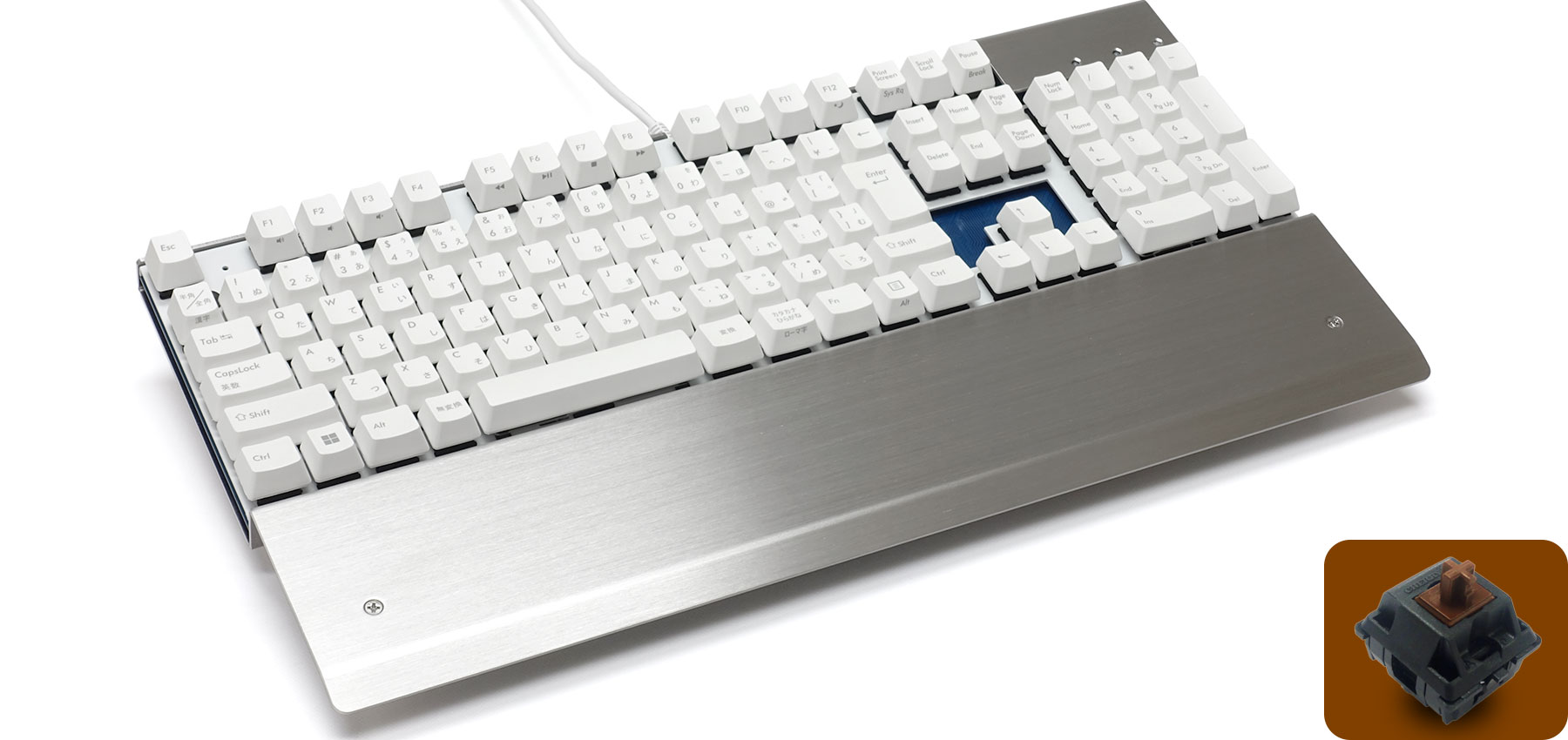 Majestouch Metal SUS NKD 茶軸・フルサイズ・日本語かなあり・PBTキーキャップ ホワイト