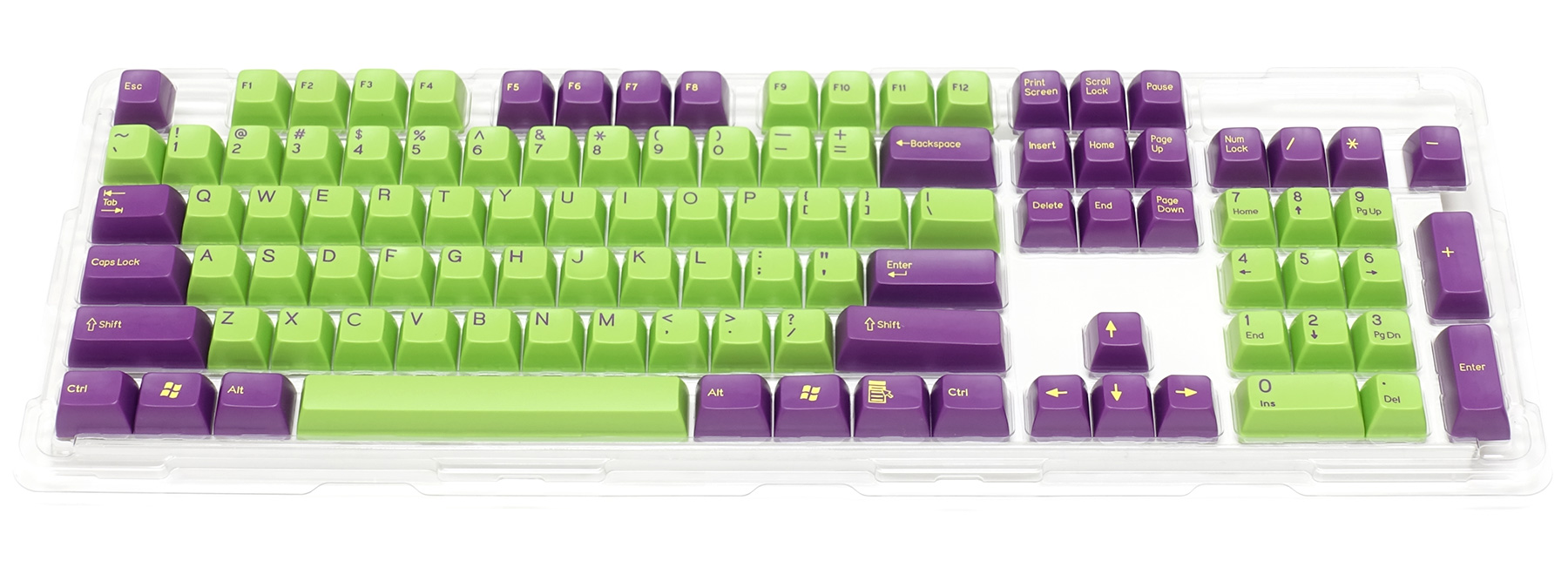 Majestouch専用104英語配列・2色成型カスタムキーキャップセット紫/緑