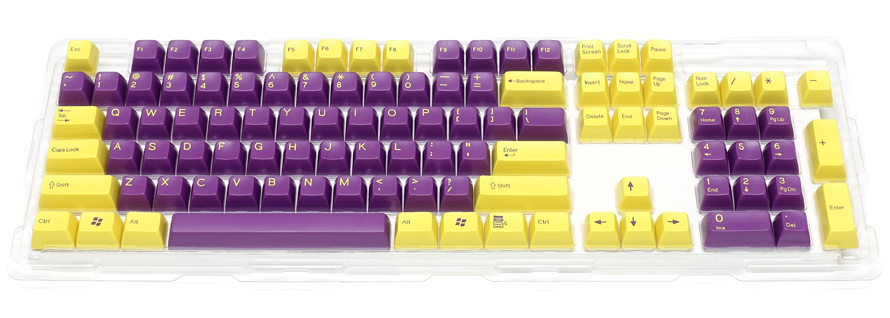 Majestouch専用104英語配列・2色成型カスタムキーキャップセット黄/紫 